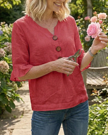 Sophie | Blusas de algodón y lino con botones