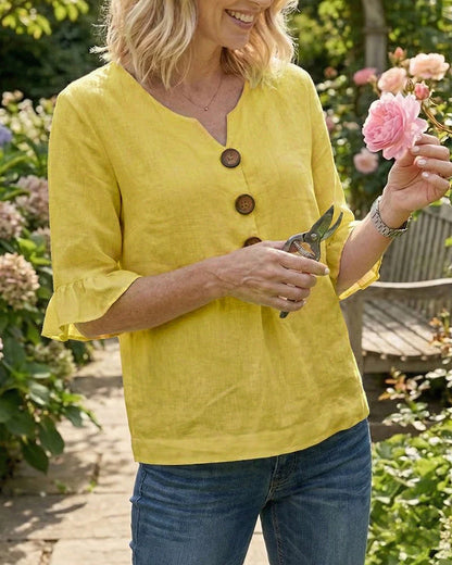 Sophie | Blusas de algodón y lino con botones