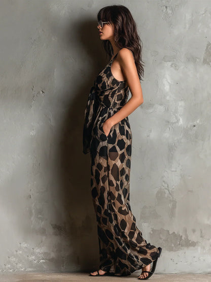 Leonor | Mono estampado animal con escote halter