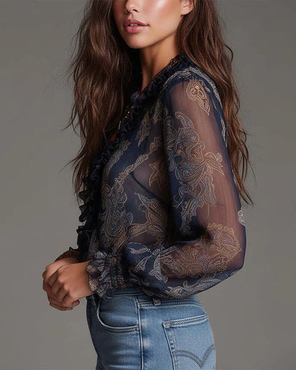 Amelia | Blusa retro con cremallera frontal y corte fluido