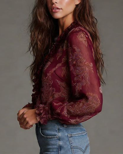 Amelia | Blusa retro con cremallera frontal y corte fluido