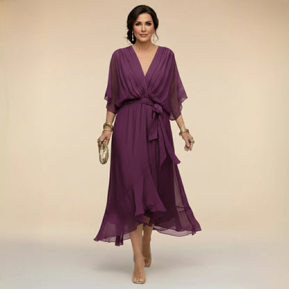 MARTA | VESTIDO DE CHIFFON COM DECOTE EM V