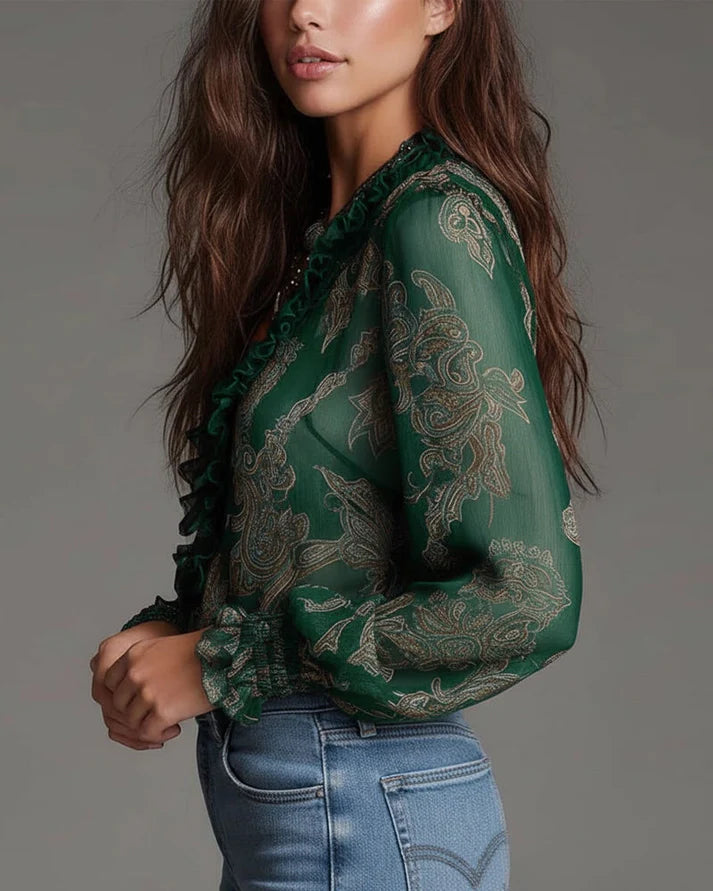Amelia | Blusa retro con cremallera frontal y corte fluido