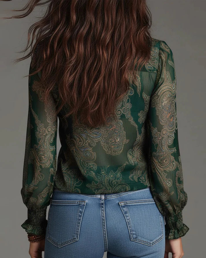 Amelia | Blusa retro con cremallera frontal y corte fluido